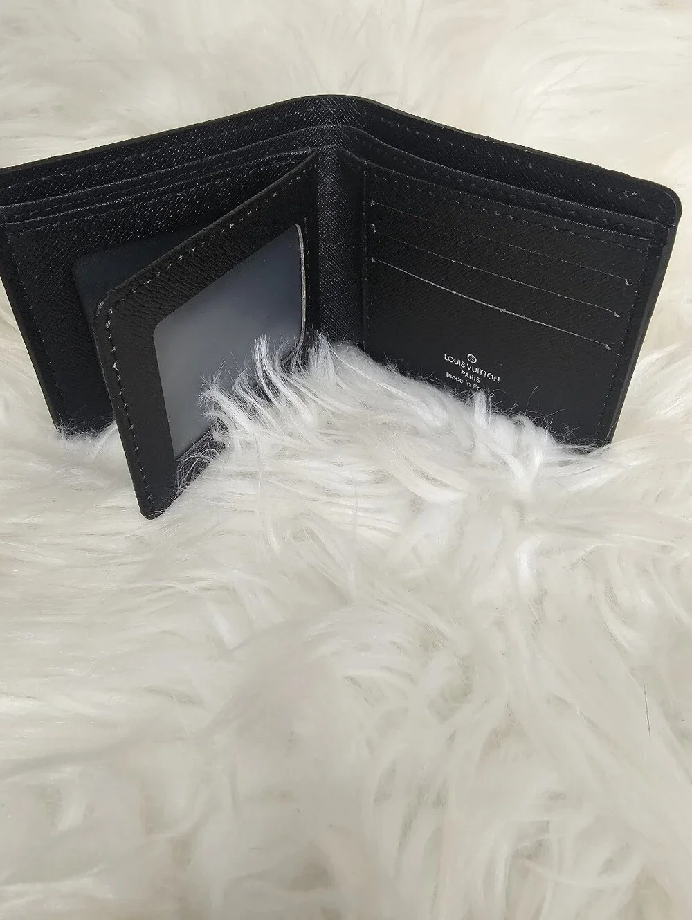 Black Embossed Leather Bifold Wallet